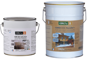 produits CORIL, CORISOL Huile dure et CORIWOOD MONOSAT+